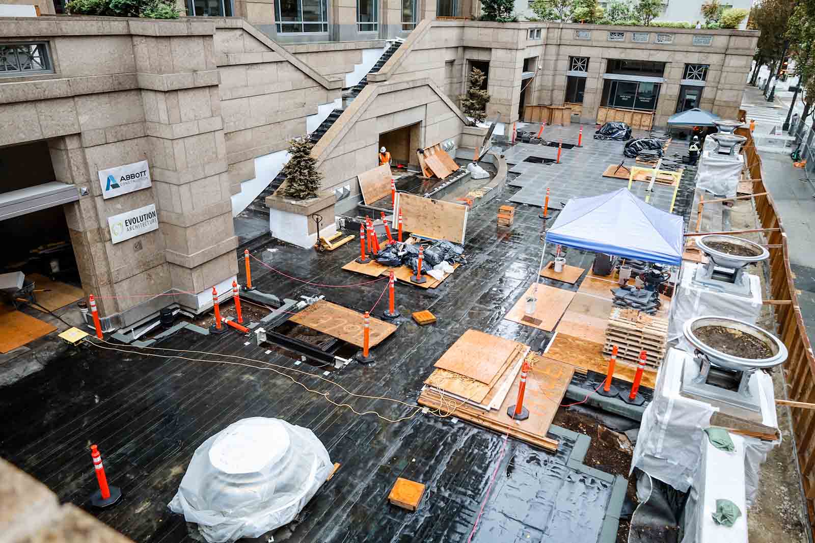 1201 Third Avenue Plaza restoration construction