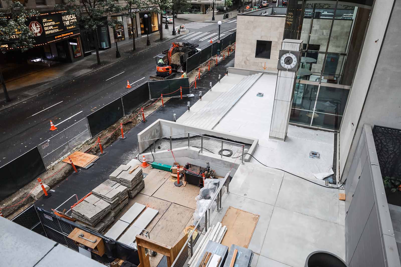 Rainier Tower plaza construction overview 2